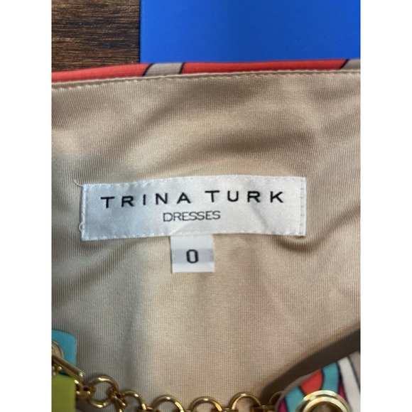 Trina Turk Multi Color Geometric Sheath Cocktail Dress Size 0 XS - Picture 2 of 11